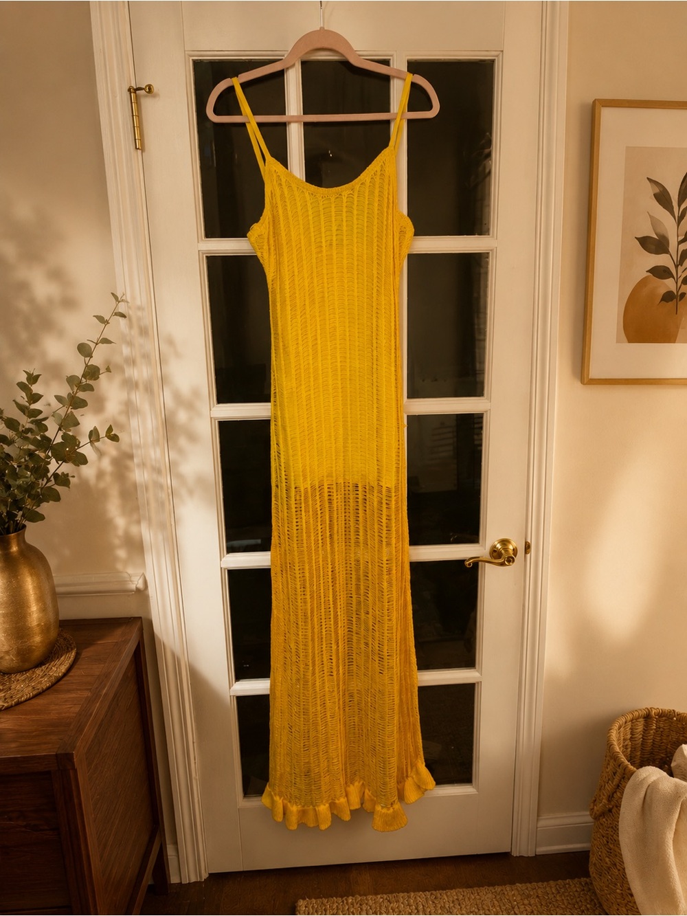 Simon Miller X Mango Yellow Knit Maxi Dress with Ruffle Hem